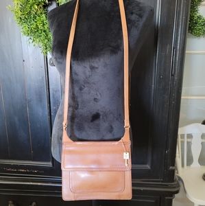 Fossil Tan Leather Crossbody Bag
